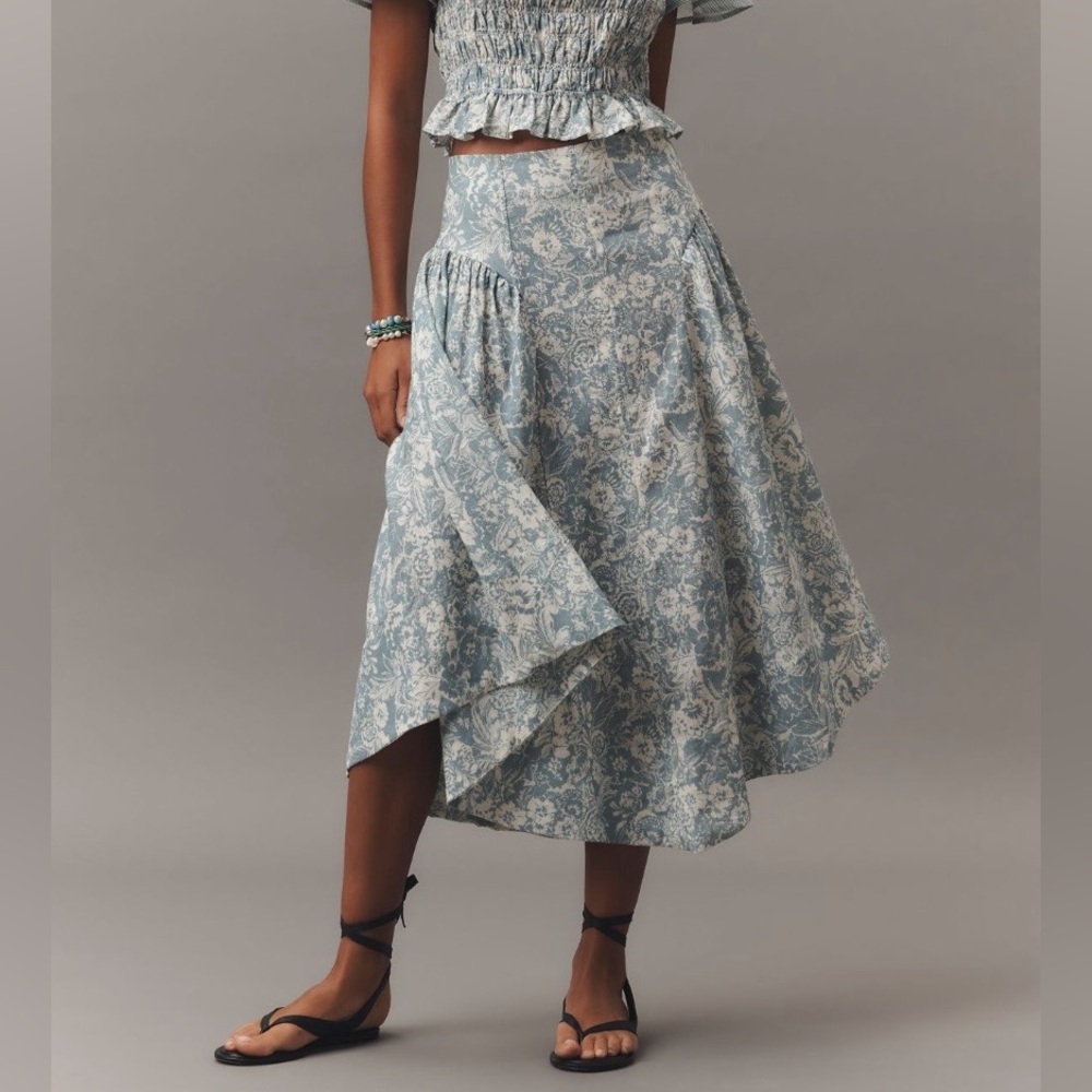 Anthropologie Blue Floral Linen Midi Skirt 14
NWT - Picture 4 of 13